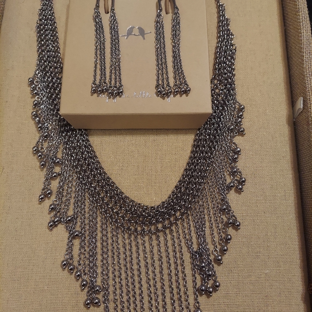 Chloe and Isabel Matching Earrings and Necklace Silver